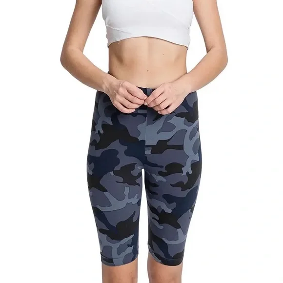 SALE! Navy Camo Green High Waist Biker Shorts - Picture 3 of 8